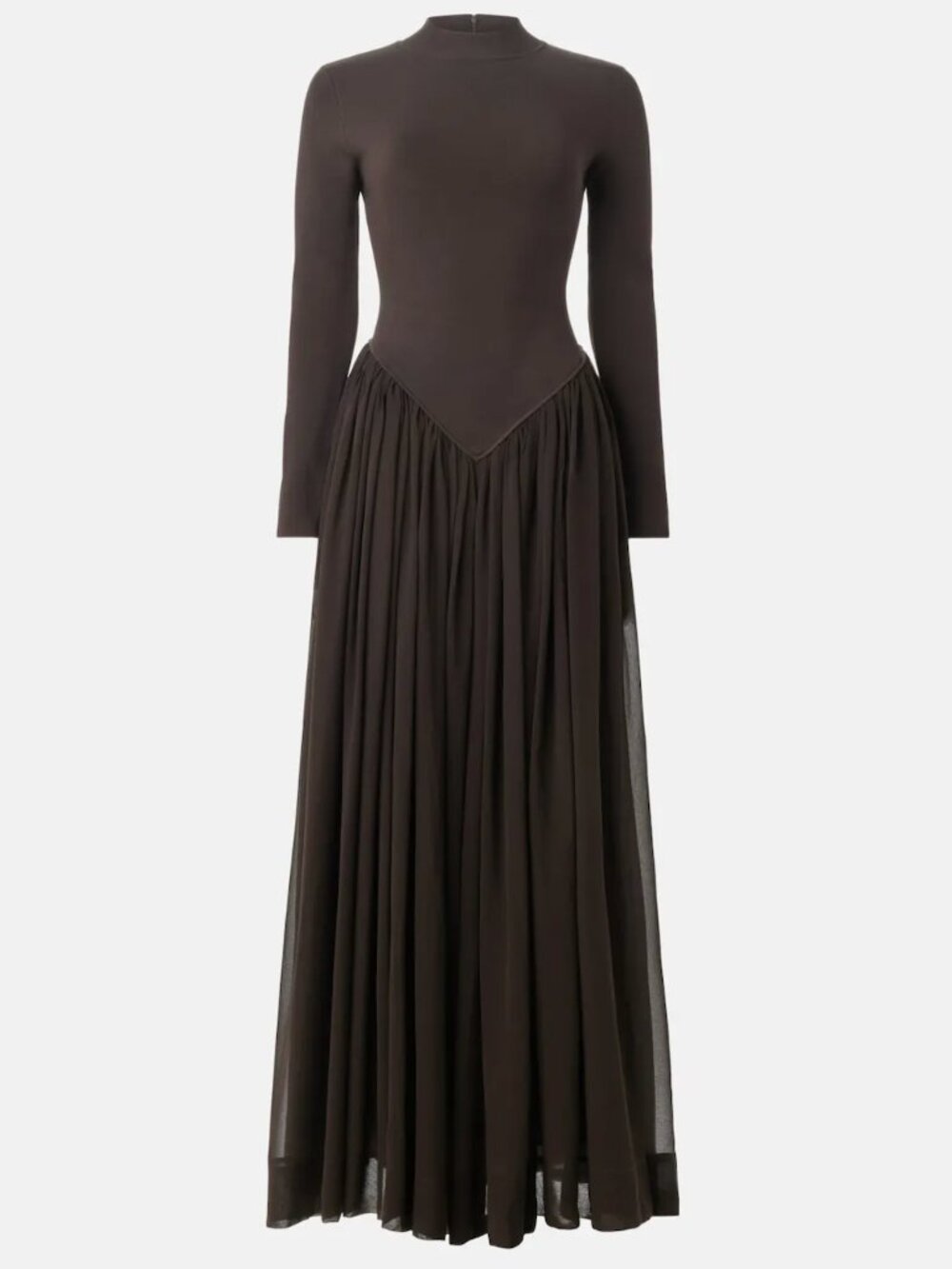 Ronny Kobo Speck Knit Dress in Chicory Brown Long Sleeve Maxi Sweater